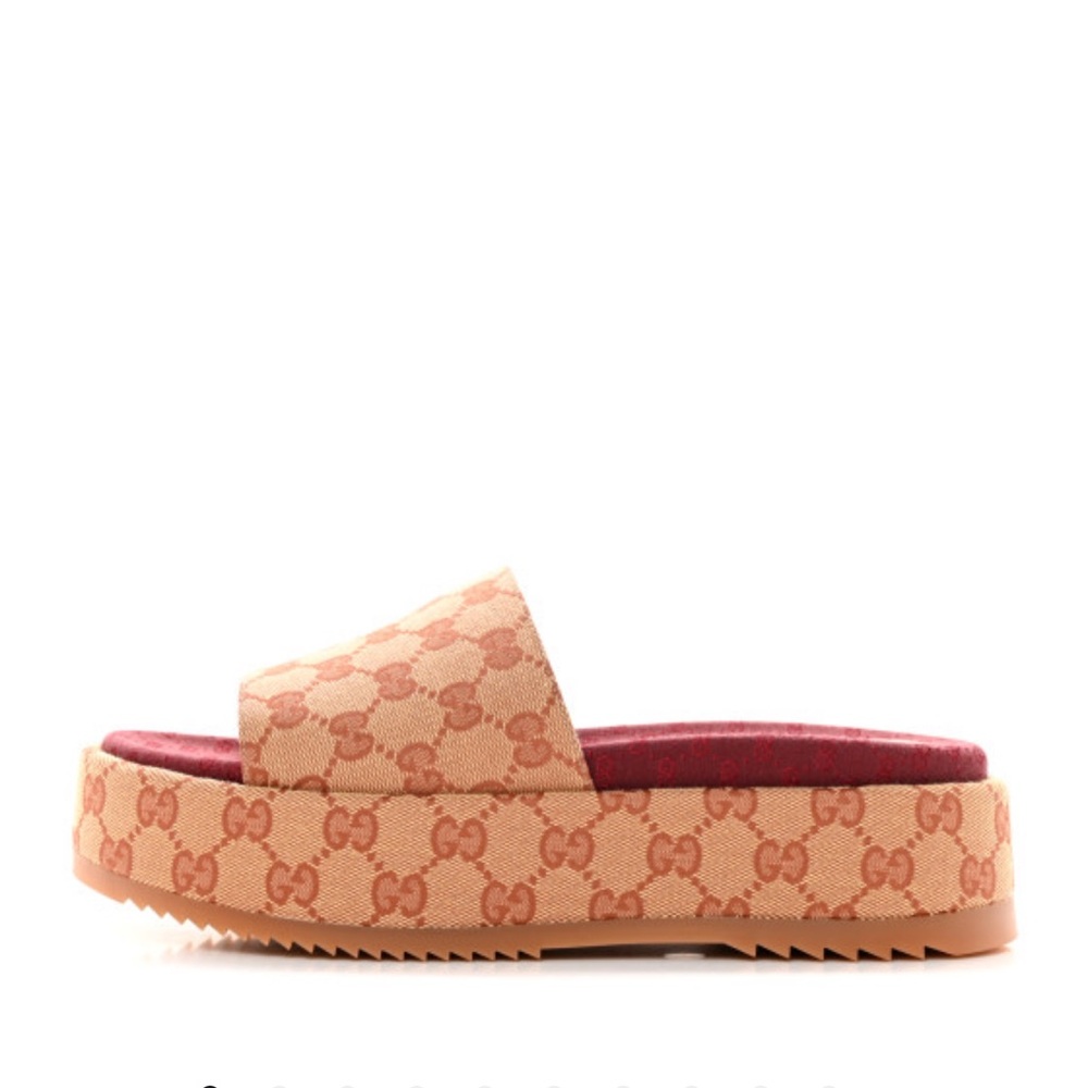 Canvas GG Monogram Angelina Platform Slide Sandals